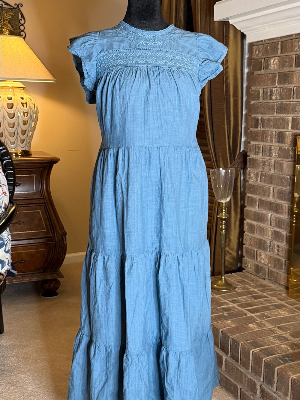 Universal Threads xl cotton tiered maxi dress Cottagecore prairie dusty blue